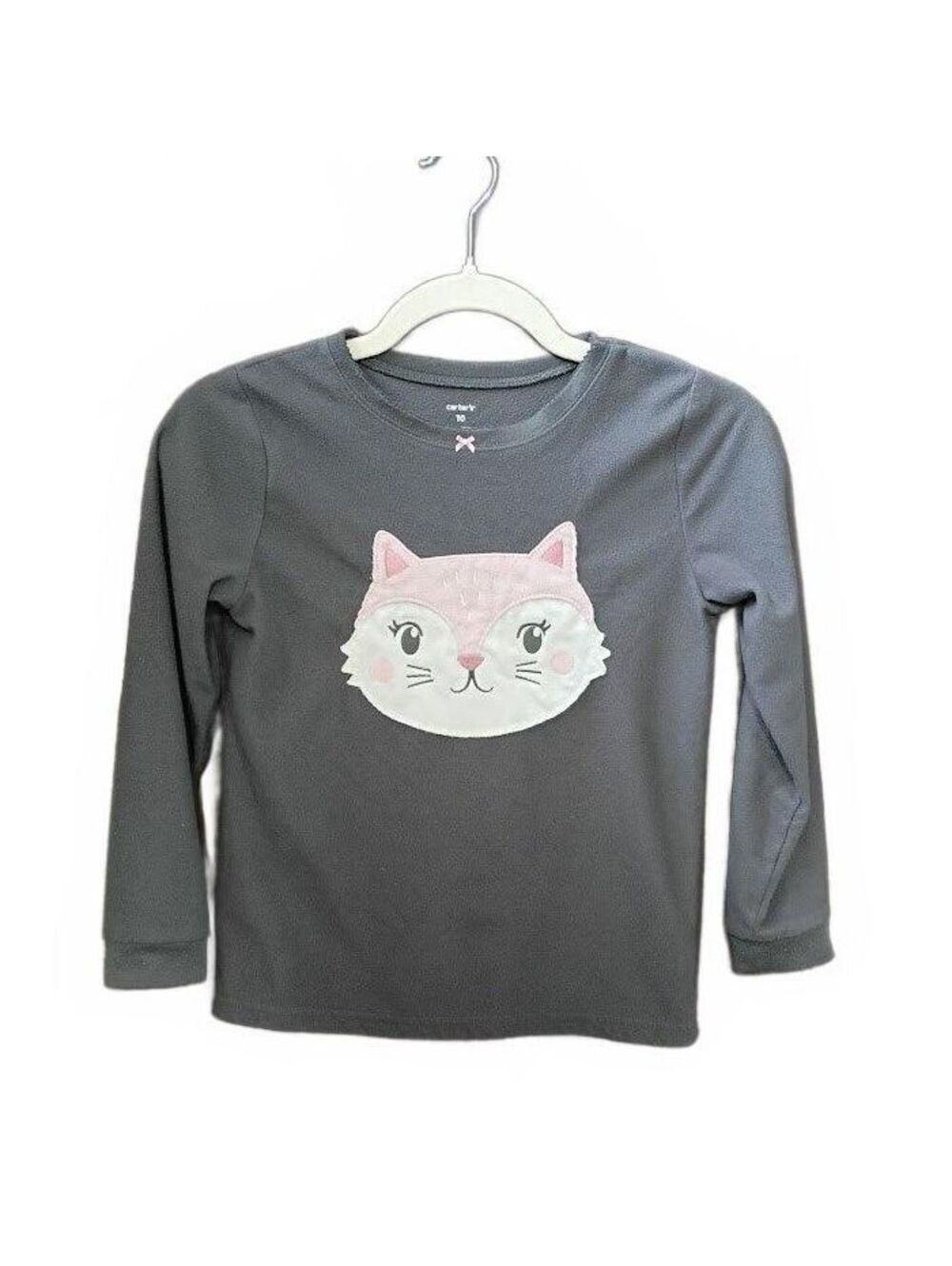 Carter's Kids Gray Long Sleeve Shirt with Cat Graphic Size 10